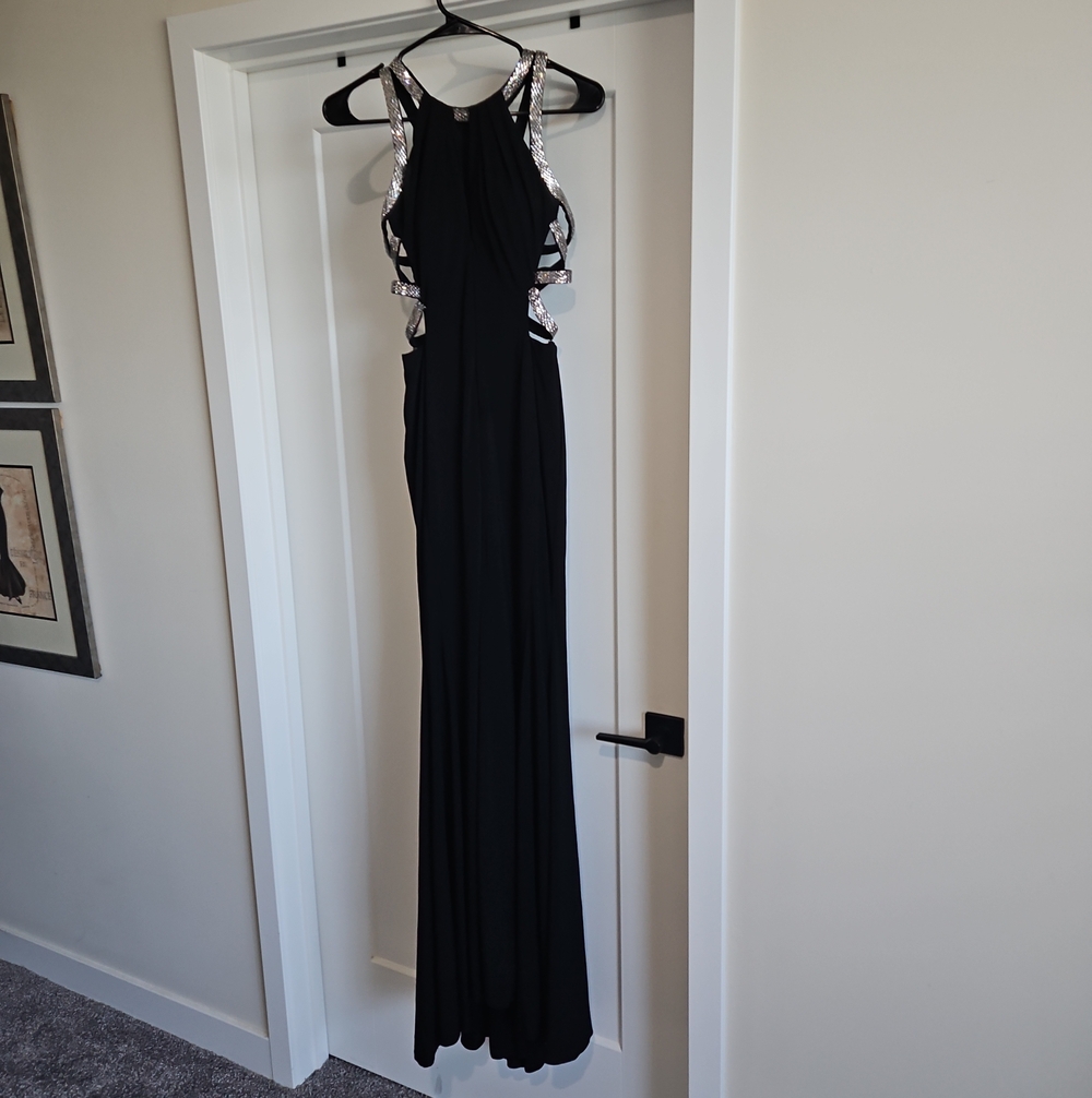 Camilla Black Maxi Dress with Silver Sequin Detail